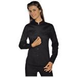 Chemises Isacco noires col mao stretch pour femme 