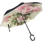 Parapluies pliants beiges à motif voitures coupe-vents respirants pour femme 
