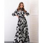 Robes longues fleuries à fleurs à manches trois-quart Taille XL plus size look casual pour femme 
