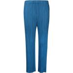 Pantalons taille élastique Issey Miyake bleus en polyester Taille XL pour femme 