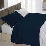 Italian Bed Linen CL-NC-blu scu/Grigio chiaro-1PM Natural Color ensemble de draps de lit, Bleu foncé/Gris clair, Small double, 100 % Coton
