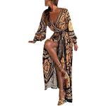 Robes en laine de soirée orange corail à fleurs en velours à sequins à motif fleurs midi à col en V Taille XL look fashion pour femme 