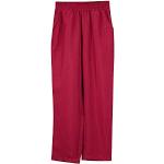 Pantalons taille haute rouge bordeaux à carreaux en velours enduits stretch Taille 5 XL look fashion pour femme 