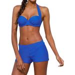 Bikinis push-up bleu marine à fleurs en néoprène Lakers Taille L plus size look fashion pour femme 