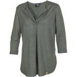Chemises Ivanhoe vert olive en lin à motif Suède en lin à manches trois-quart Taille L look fashion pour femme 