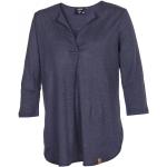 Chemises Ivanhoe bleus acier en lin à motif Suède en lin à manches trois-quart Taille L look fashion pour femme 