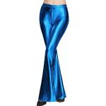 Pantalons taille haute bleus en cuir métalliques stretch Taille XL coupe bootcut pour femme 