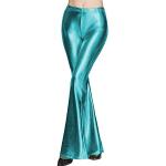 Pantalons taille haute bleus en cuir métalliques stretch Taille S coupe bootcut pour femme 