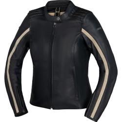 IXS Stripe, veste en cuir pour femmes 46 Noir/Beige Noir/Beige