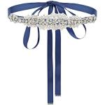 Ceintures de mariée bleu marine en satin à strass à noeud Taille XL look fashion pour femme 