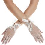 Gants de mariage blancs en mousseline à perles à motif papillons look fashion pour femme 
