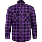 Chemises d'automne violettes à carreaux en coton col italien à manches longues Taille XXL look casual pour homme 