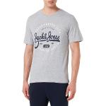 T-shirts Jack & Jones gris clair à manches courtes à manches courtes Taille M look fashion pour homme en promo 