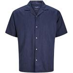 JACK & JONES Jprblujude Camp Collar T-Shirt S/S Ln Chemise, Night Sky/Fit : Relax fit, L Homme