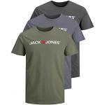 T-shirts Jack & Jones vert olive à manches courtes bio à manches courtes à col rond en lot de 3 Taille XS classiques pour homme 
