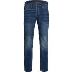 JACK & JONES Jeans pour Hommes TIM - Jambes Droites, Coupe ajustée - Devant Plat - Modèle TIM Original, Couleurs:Bleu-foncé-2, Taille de Pantalon:32W / 34L