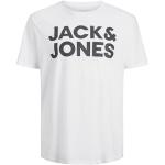Chemises Jack & Jones blanches à logo en coton à manches courtes à manches courtes à col rond Taille 3 XL plus size look fashion pour homme en promo 