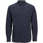 Chemises unies Jack & Jones bleus foncé en coton à manches longues col kent Taille S look casual pour homme 