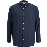 Chemises oxford Jack & Jones bleu marine en coton à manches longues plus size look casual pour homme en promo 