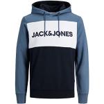 Polaires Jack & Jones bleus à logo en polaire à capuche Taille 3 XL look color block pour homme 