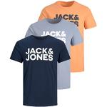 JACK & JONES T-shirt LOLO TEE SHORT SLEEVES CREW NECK CORE TTT, Bleu marine/silex / citrouille, M
