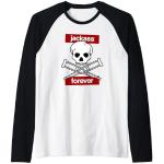 Jackass Forever Red Skull And Crutches Warning Logo Manche Raglan