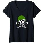 Jackass Military Helmet Skull & Crossbones Logo T-Shirt avec Col en V