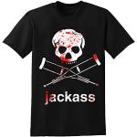 Jackass Warning Fitted Jersey Men's Fashion T-Shirt Black 3XL