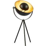 Jago® Lampe de Table Trépied - avec Abat-Jour Métallique Noir et Doré, Orientable, E27 max. 60 W, LED, Style Industriel Vintage - Lampe de Chevet, à Poser