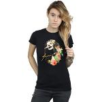 Janis Joplin Femme Floral Pattern T-Shirt X-Large Noir