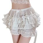 Culottes à froufrous de soirée blanches en dentelle à volants à motif papillons Taille XL look fashion pour femme 