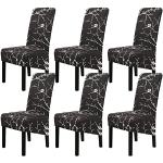 Housses de chaise noires à rayures en tissu extensibles en lot de 6 pour enfant 