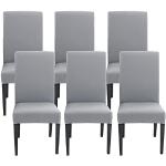 Housses de chaise gris clair à rayures extensibles en lot de 6 