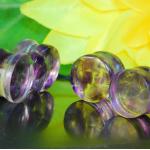 Piercings plug de mariage dorés en cristal à paillettes amethyste pour femme 