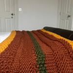 Chemins de lit jaune moutarde à rayures en laine 