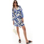 JDY - Robe portefeuille kimono à imprimé palmier - Beige et bleu-Multicolore