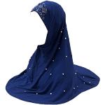 Hijabs bleus en chanvre à strass Tailles uniques look fashion pour femme 