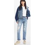 Jeans droits Levi's 501 bleu indigo en toile pour femme en promo 