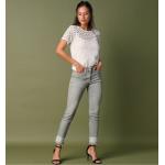 Jeans kaki en coton à clous stretch Taille XL pour femme 