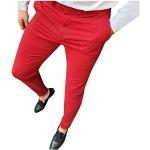 Jeans droits rouges à carreaux en velours Taille S plus size look fashion 