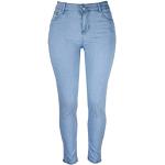 Jeans droits bleues claires à carreaux en velours à sequins stretch Taille XXL plus size look casual pour femme 