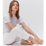 Jeans larges blancs en coton bruts Taille L pour femme en promo 