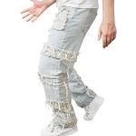 Jeans droits bleues claires stretch Taille XL plus size look Hip Hop 