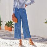 Jeans larges bleu marine en coton Taille XL look fashion pour femme en promo 