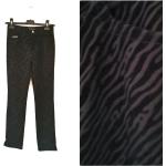 Pantalons en velours noirs à effet zèbre en velours à motif animaux Taille XS pour femme 