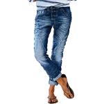 Jeans baggy bleues claires troués stretch Taille L look gothique pour femme 