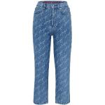 Jeans droits bleus imprimé africain en coton à motif Afrique W27 L32 pour femme 
