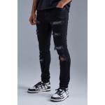 Jeans skinny boohooMAN noirs à strass pour homme 
