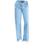Jeans droits bleues claires en denim troués stretch Taille XL plus size look fashion pour femme 