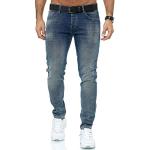 Jeans pour Homme Pantalon Denim Slim Fit Stonewash